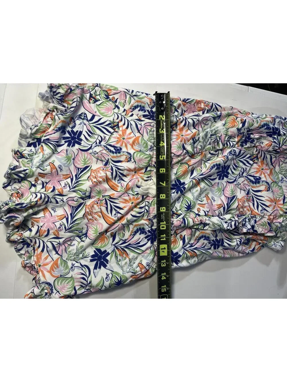 Polo Ralph Lauren Girls Romper Floral Ruffle Cinch Waist Shorts Size XL (16) EUC